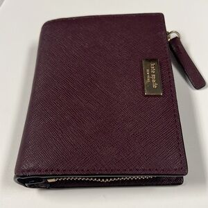 Kate Spade Stacy Laurel Way Saffiano Bifold Double Snap Wallet in Deep Plum
